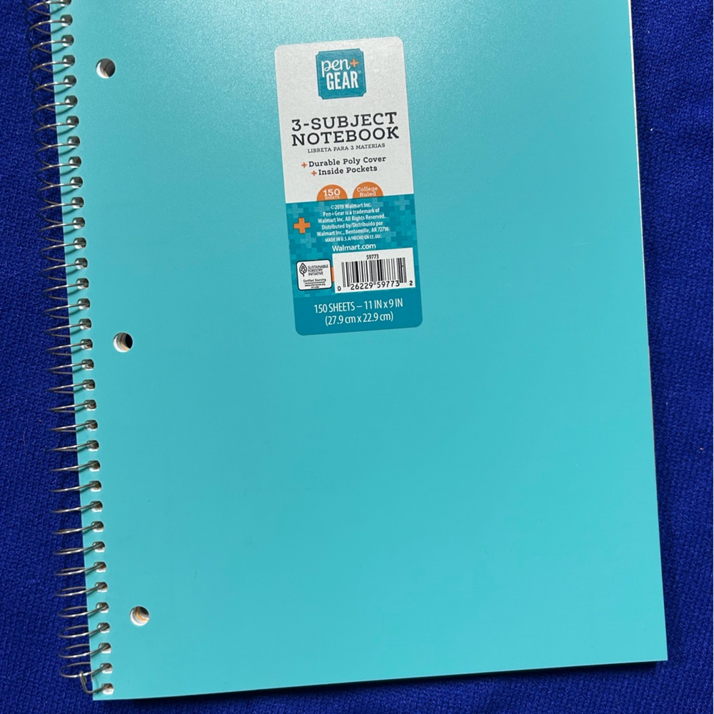 Pen + Gear 3-Subject Notebook in Aqua